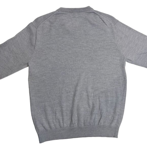 Hart Schaffner Marx Merino Wool Sweater Men's Size Large V Neck Silver Grey - Picture 2 of 5